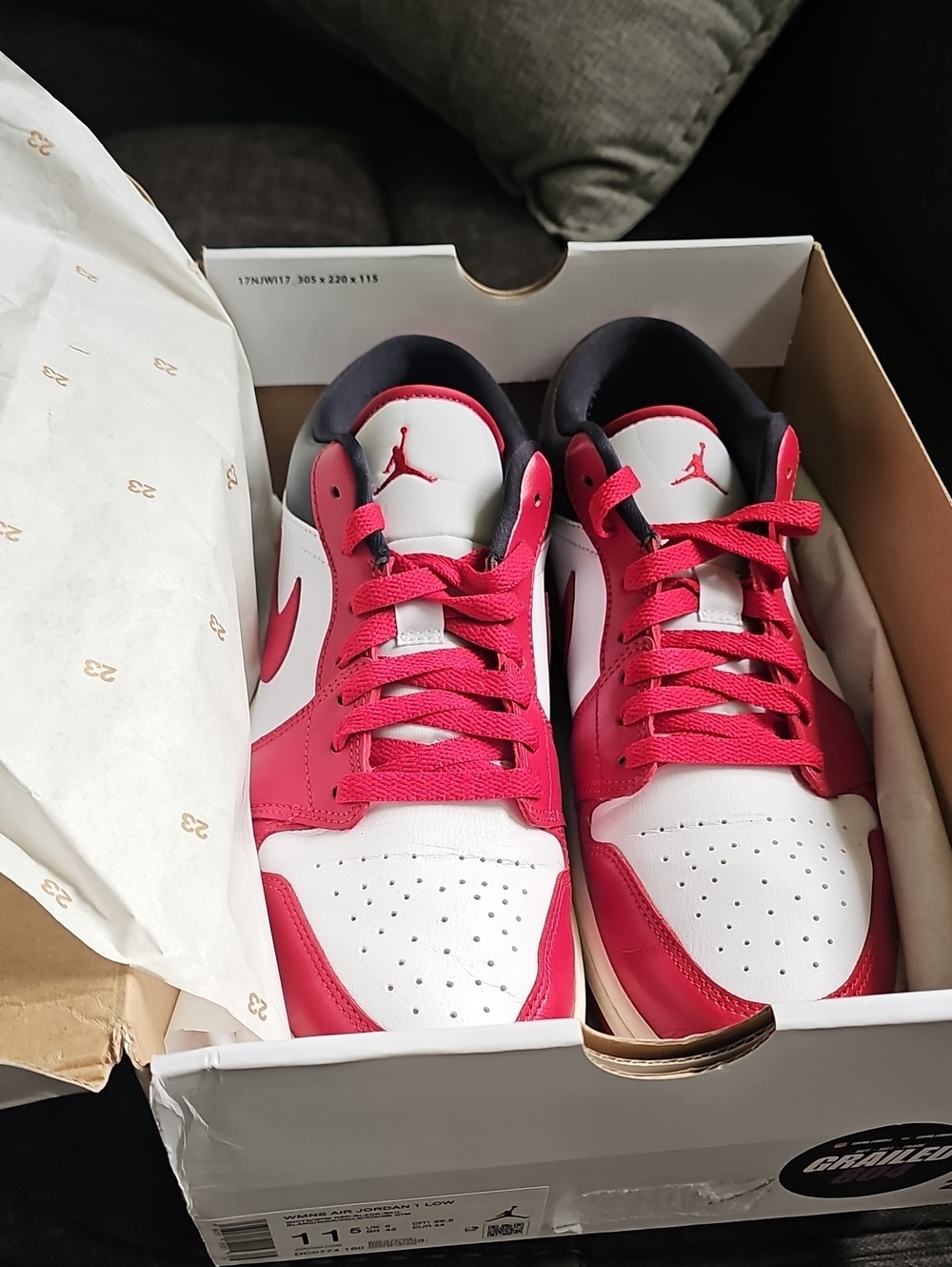 Nike Air Jordan 1 Low Wmns 11.5 Red Black